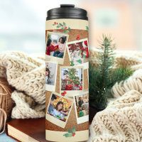 Vintage 9 Photo Template Beige Cork Christmas 