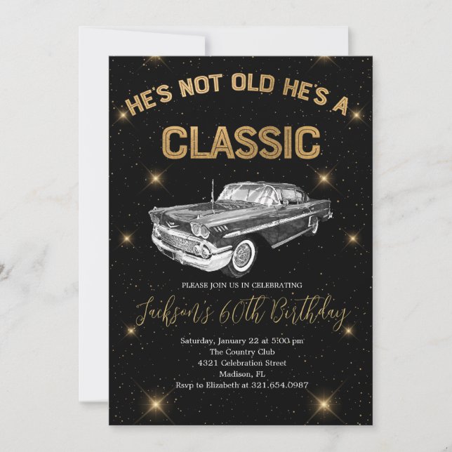 Vintage a Classic Car Birthday Celebrating Party Invitation (Front)