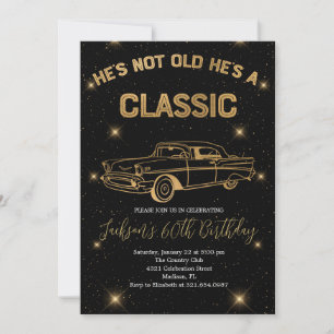 Vintage a Classic Gold Car Birthday Celebrating Invitation