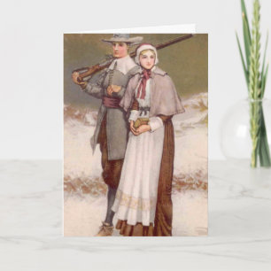 Vintage - A Colonial Thanksgiving, Holiday Card