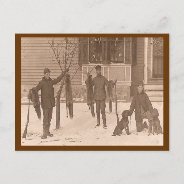 Vintage A Hunting We Will Go Postcard (Front)