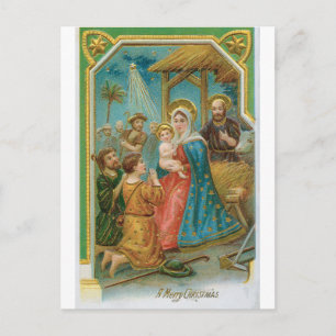 Vintage A Merry Christmas Madonna And Child Postcard