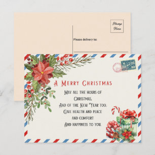 Vintage A Merry Christmas Postcard