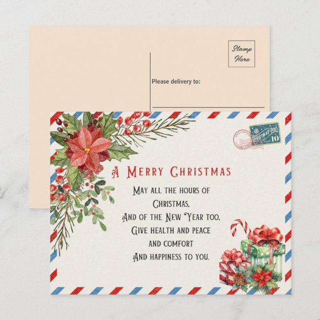 Vintage A Merry Christmas Postcard (Front/Back)