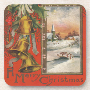 Vintage "A Merry Christmas" with Christmas Bells Coaster