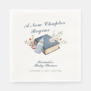 Vintage A New Chapter Book Bottle Baby Shower Napkin