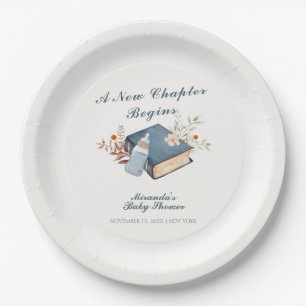 Vintage A New Chapter Book Bottle Baby Shower  Paper Plate