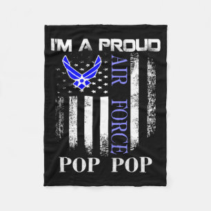 Vintage A Proud Air Force Pop Pop With Aamerican Fleece Blanket