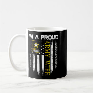 Vintage A Proud Army Wife With Aamerican Flag Gift Coffee Mug