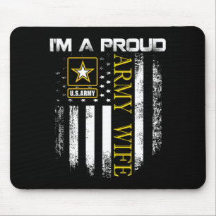 Vintage A Proud Army Wife With Aamerican Flag Gift Mouse Mat
