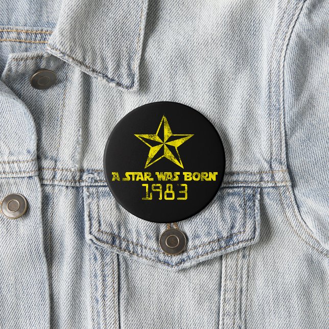 Vintage A Star Was Born 1983 Yellow Star  7.5 Cm Round Badge (Creator Uploaded)