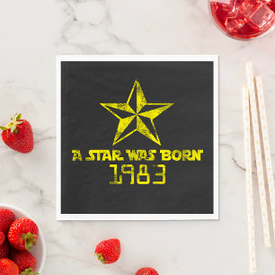 Vintage A Star Was Born 1983 Yellow Star Napkin