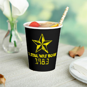 Vintage A Star Was Born 1983 Yellow Star Paper Cups