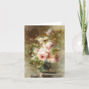 Vintage A vase with Roses  Margaretha Roosenboom Card