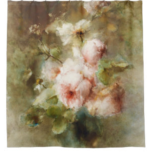 Vintage A vase with Roses  Margaretha Roosenboom Shower Curtain