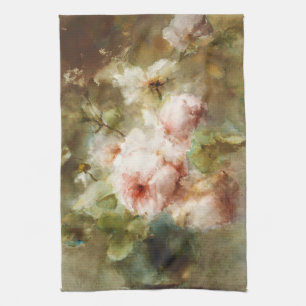 Vintage A vase with Roses  Margaretha Roosenboom Tea Towel