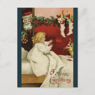 Vintage A Visit From Santa Christmas Greetings Postcard