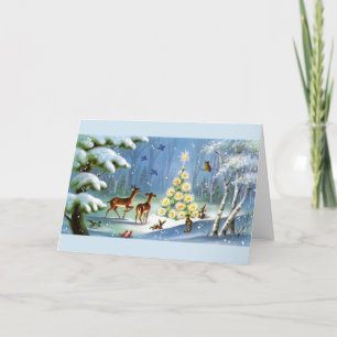 Vintage - A Woodland Christmas, Holiday Card