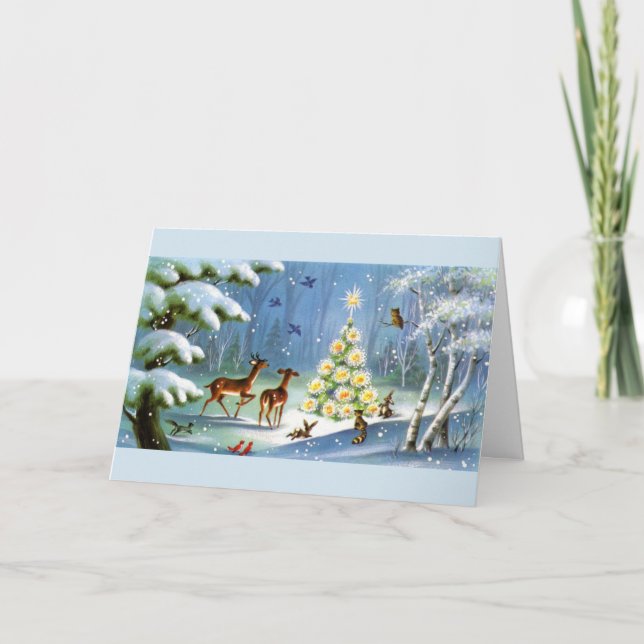 Vintage - A Woodland Christmas, Holiday Card (Front)