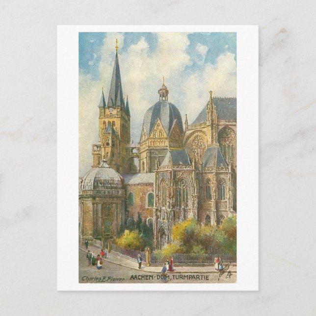 Vintage Aachen Germany Cathedral Postcard (Front)