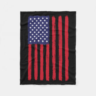 Vintage Aamerican Flag Memorial Day Veterans Fleece Blanket