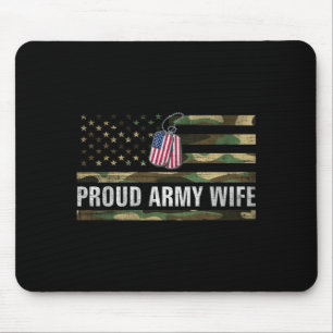 Vintage Aamerican Flag Proud Army Wife Veteran Day Mouse Mat
