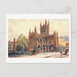 Vintage Abbey in Bath, England, Travel Postcard
