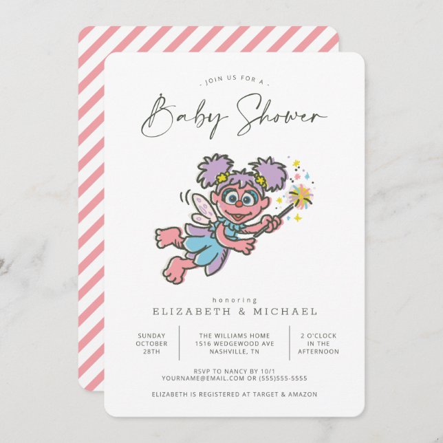 Vintage Abby Cadabby Baby Shower Invitation (Front/Back)