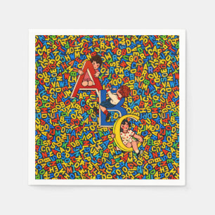Vintage ABC Children’s Alphabet Illustration  Napkin