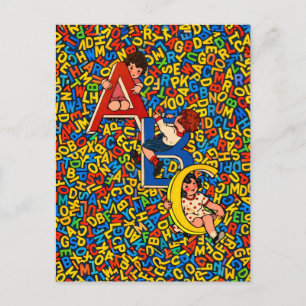 Vintage ABC Children’s Alphabet Illustration Postcard