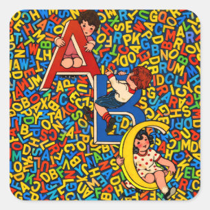 Vintage ABC Children’s Alphabet Illustration  Square Sticker