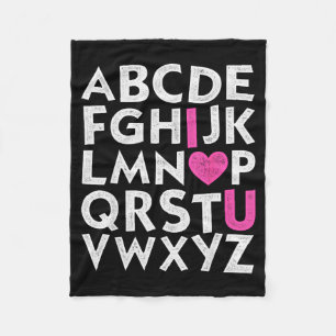 Vintage Abc I Love You Heart Alphabet Valentines D Fleece Blanket