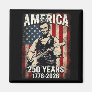 Vintage Abe Lincoln 16th President Playing Guitar Magnet