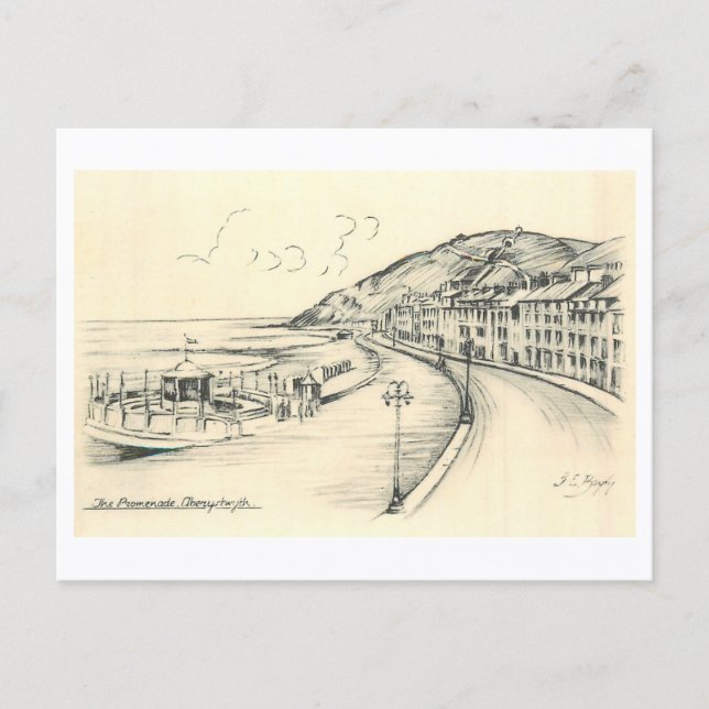Vintage Aberystwyth Promenade Postcard (Front)