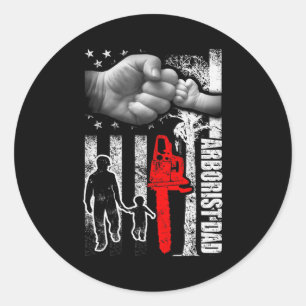 Vintage Aborist Dad American Flag Usa Flag  Classic Round Sticker