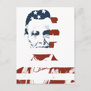 Vintage abraham lincoln american flag postcard