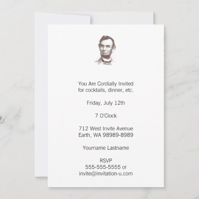 Vintage Abraham Lincoln Portrait Invitation (Front)