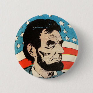 Vintage Abraham Lincoln USA Flag Illustration 6 Cm Round Badge