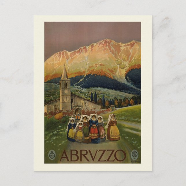 Vintage Abruzzo Italy Retro Italian Travel Postcard (Front)