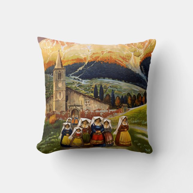 Vintage Abruzzo Italy Travel Cushion (Front)