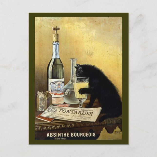 Vintage Absinthe Bourgeois Advertisement Postcard (Front)