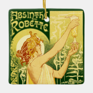 Vintage Absinthe Robette Poster Ceramic Tree Decoration
