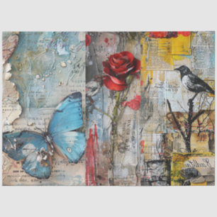 Vintage Abstract Art Collage Decoupage Tissue Paper