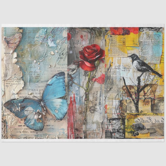 Vintage Abstract Art Collage Decoupage Tissue Paper (Front)