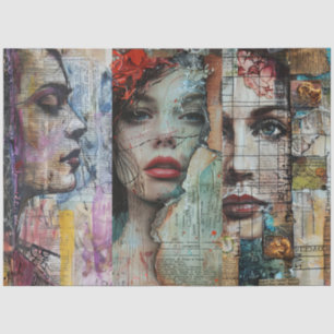 Vintage Abstract Art Collage Decoupage Tissue Paper