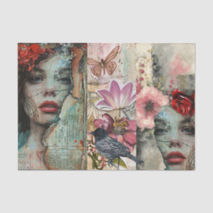 Vintage Abstract Art Collage Decoupage Tissue Paper