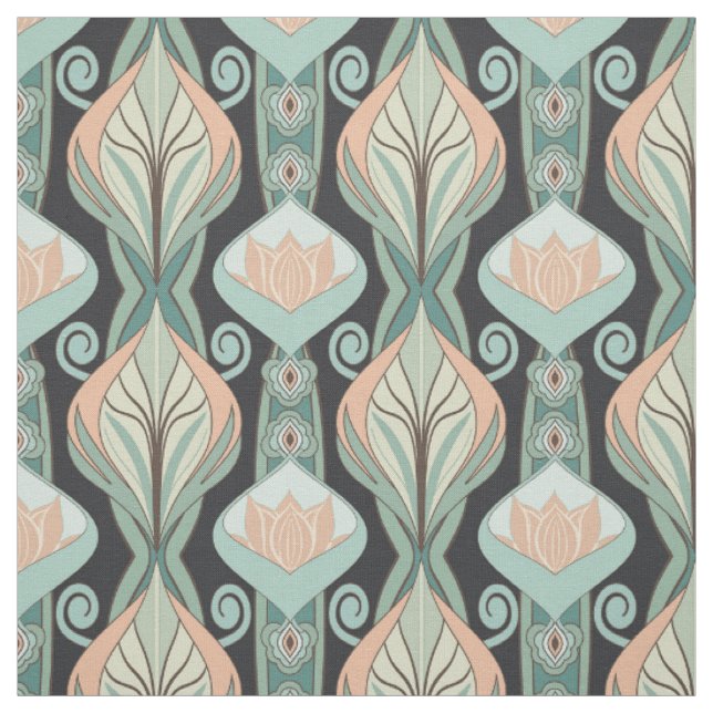 Vintage Abstract Botanical Art Nouveau Pattern Fabric (Swatch)