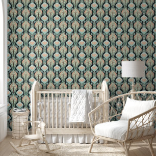 Vintage Abstract Botanical Art Nouveau Pattern Wallpaper
