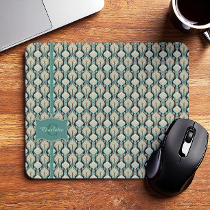 Vintage Abstract Botanical Monogram Floral Pattern Mouse Mat