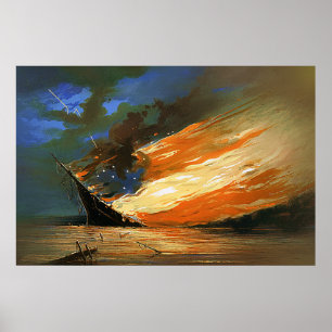 Vintage Abstract Burning Flag Canvas Print